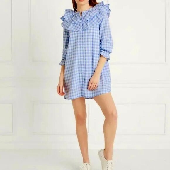 NWT Hill House Colette Dress in Blue Jacquard Check gingham, XS, New With Tags - Picture 1 of 10